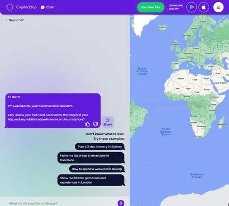 Screenshot of the site of Copilot2trip