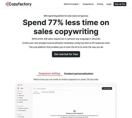 Screenshot of the site of Copyfactory