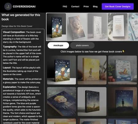 Screenshot of the site of CoverDesign AI