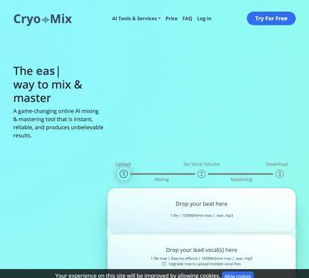 Screenshot of the site of Cryo-Mix
