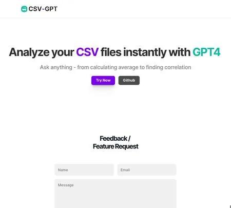 Screenshot of the site of CSV-GPT