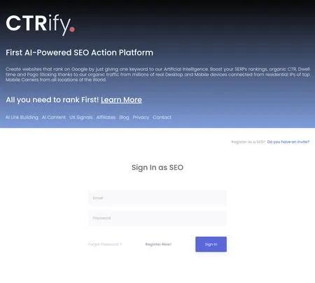 Screenshot of the site of Ctrify