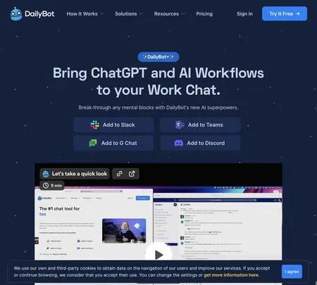 Screenshot of the site of DailyBot