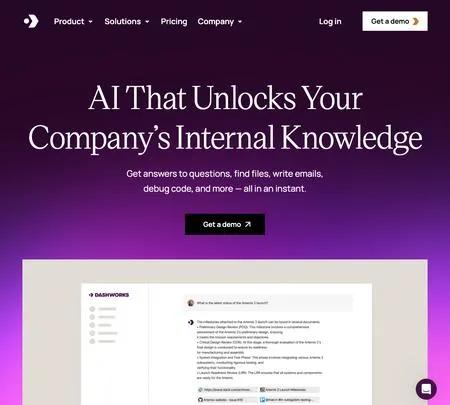 Screenshot of the site of Dash AI