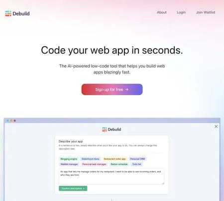 Screenshot of the site of Debuild