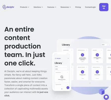 Screenshot of the site of Deciphr AI
