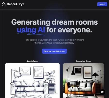 Screenshot of the site of DecorAI.xyz