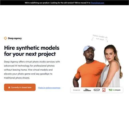 Screenshot of the site of Deep Agency