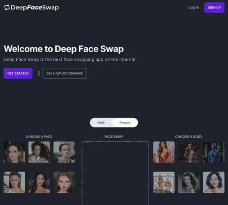 Screenshot of the site of Deep Face Swap