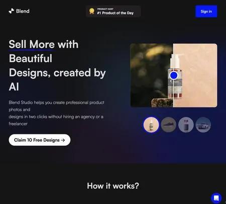 Screenshot of the site of Blend AI Studio