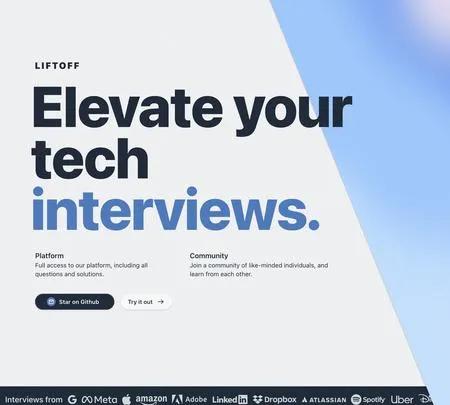 Screenshot of the site of Liftoff