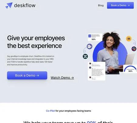 Screenshot of the site of Deskflow