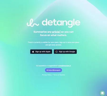 Screenshot of the site of DetangleAI