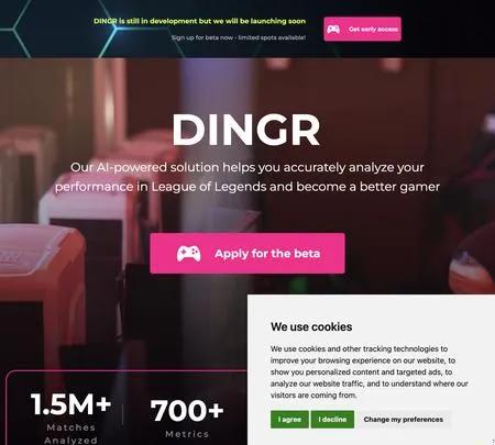 Screenshot of the site of Dingr