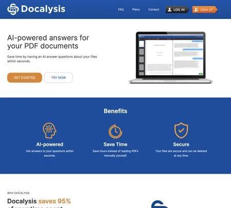 Screenshot of the site of Docalysis