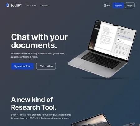 Screenshot of the site of DocGPT.io