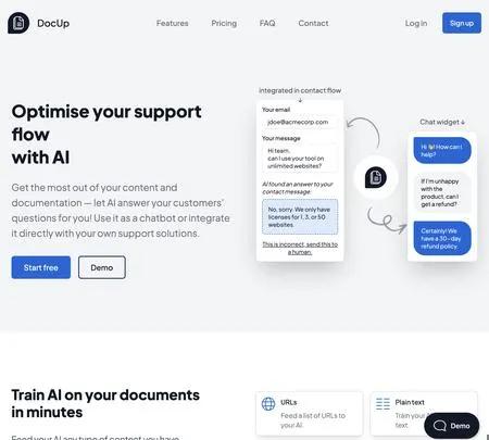 Screenshot of the site of DocUp