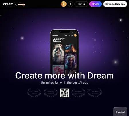 Screenshot of the site of Dream