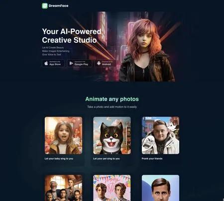 Screenshot of the site of DreamFace