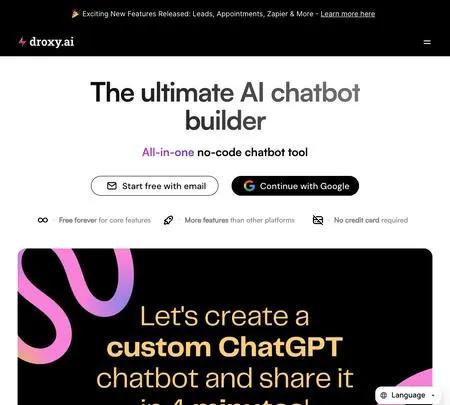 Screenshot of the site of Droxy