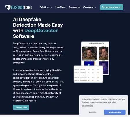 Screenshot of the site of Duckduckgoose
