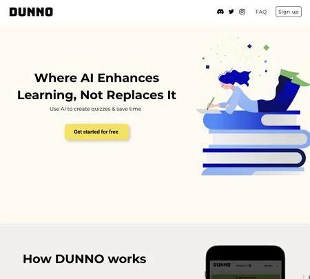 Screenshot of the site of Dunno