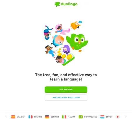 Screenshot of the site of Duolingo