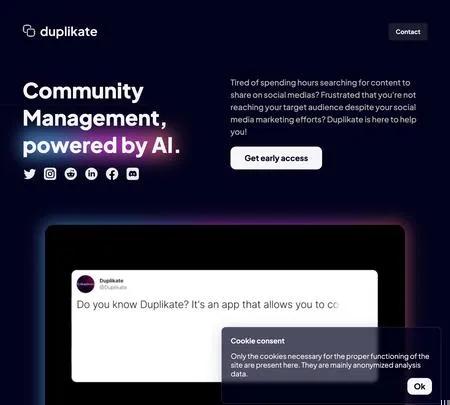 Screenshot of the site of Duplikate