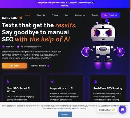 Screenshot of the site of easyseo.ai
