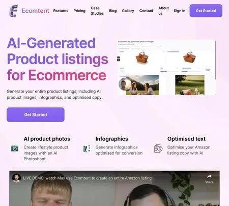 Screenshot of the site of Ecomtent