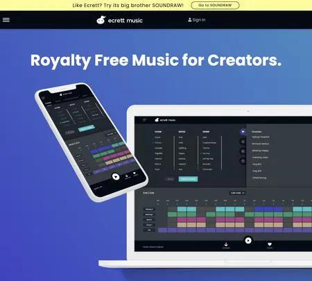 Screenshot of the site of Ecrett Music