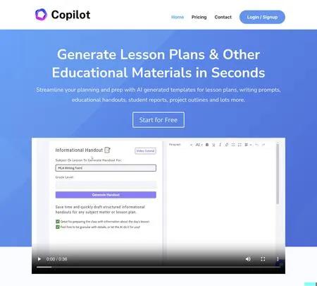 Screenshot of the site of Education CoPilot