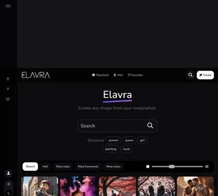 Screenshot of the site of Elvra