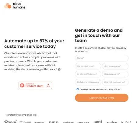 Screenshot of the site of ClaudIA