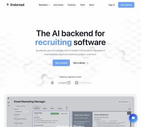 Screenshot of the site of Endorsed