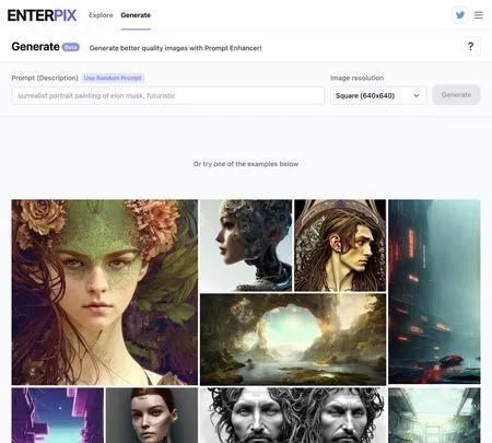 Screenshot of the site of Enterpix