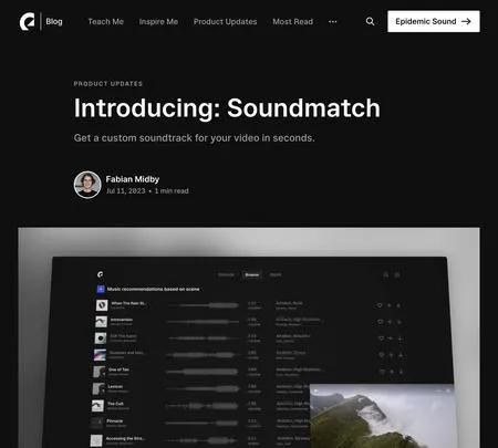 Screenshot of the site of Soundmatch