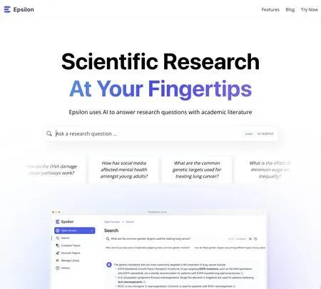 Screenshot of the site of Epsilon