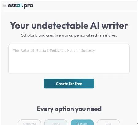 Screenshot of the site of Essai.Pro