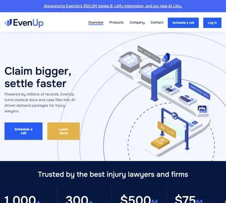 Screenshot of the site of EvenUp