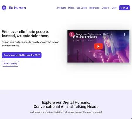 Screenshot of the site of Ex-Human