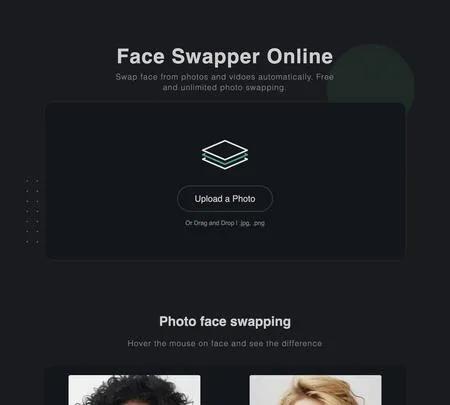 Screenshot of the site of Face Swapper