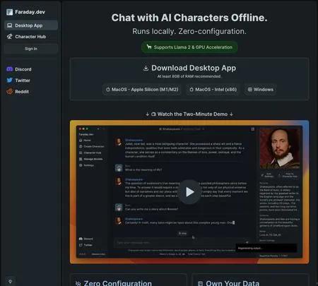 Screenshot of the site of Faraday.dev