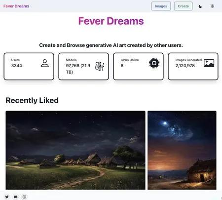 Screenshot of the site of Fever Dreams
