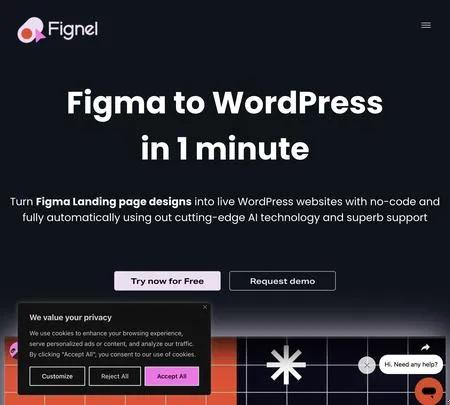 Screenshot of the site of Fignel