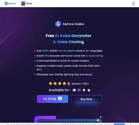 Screenshot of the site of VoxBox