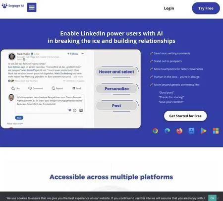 Screenshot of the site of Engage AI