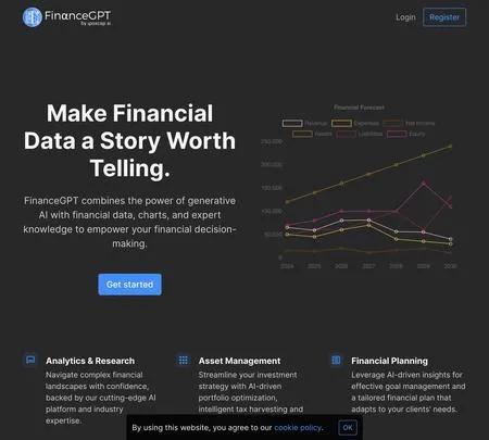 Screenshot of the site of FinanceGPT