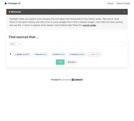 Screenshot of the site of Findsight