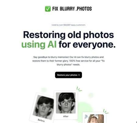 Screenshot of the site of Fix Blurry Photos